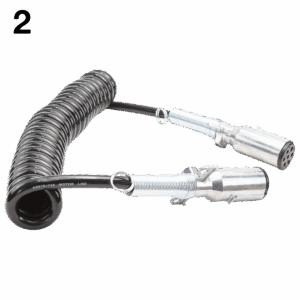 002 / AZ-615-740 / Cable Negro en Espiral con Conectores de 7 Hilos / 15 pies