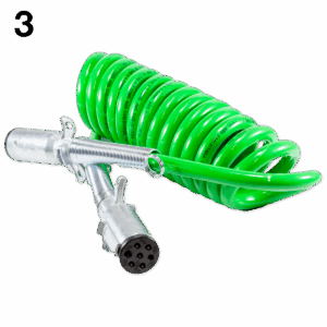 003 / AZ-30-4621 / Cable Verde en Espiral con Conectores de 7 Hilos / 15 pies / Sistema ABS